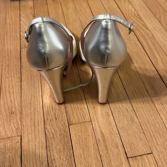 Shoes of Prey Lima white and silver strap wedges - EUC WORN ONCE - Picture 3 of 5